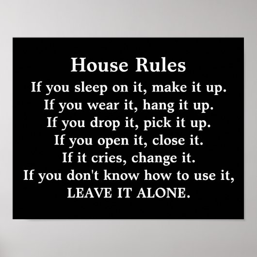House Rules - poster afdrukken (Voorkant)