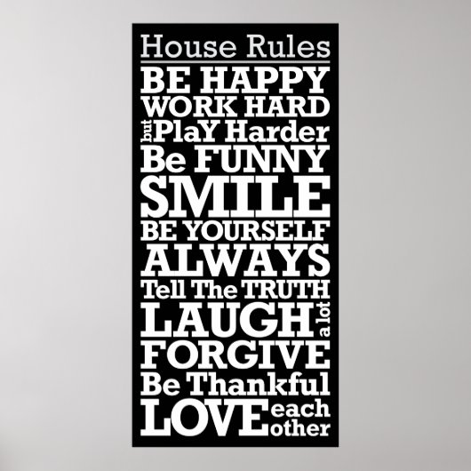 House Rules Sign Motivatie Poster (Voorkant)