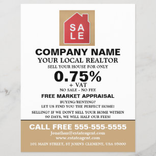 House Sale Logo, Realtor, Estate Agent Adverteren Flyer