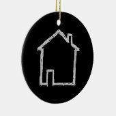 House Sketch. Grijs en zwart. Keramisch Ornament (Rechts)