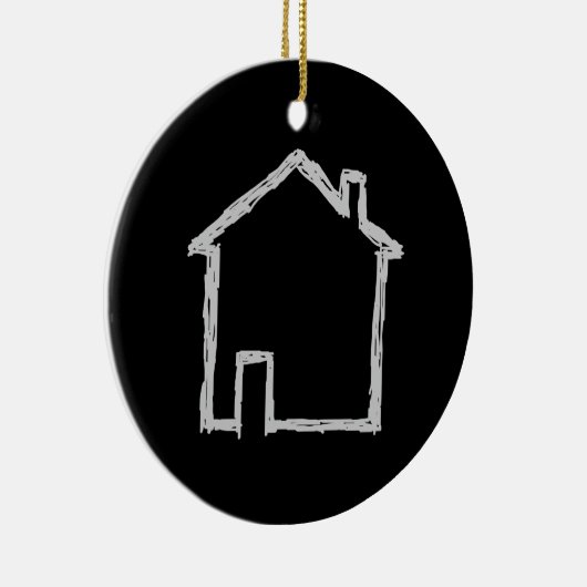 House Sketch. Grijs en zwart. Keramisch Ornament (Rechts)