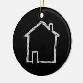 House Sketch. Grijs en zwart. Keramisch Ornament (Links)