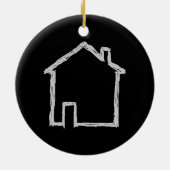 House Sketch. Grijs en zwart. Keramisch Ornament (Achterkant)