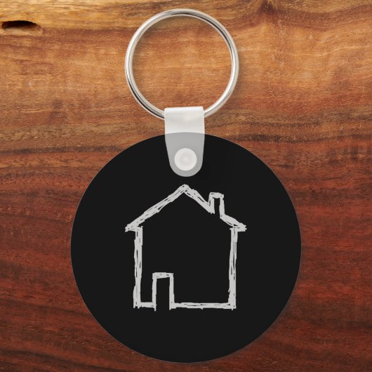 House Sketch. Grijs en zwart. Sleutelhanger (Voorkant)