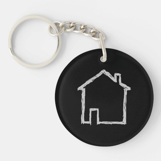 House Sketch. Grijs en zwart. Sleutelhanger (Voorkant)