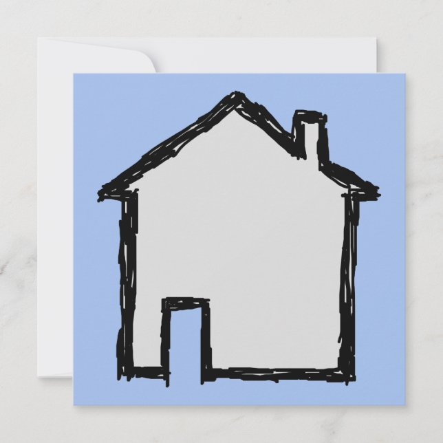 House Sketch. Zwart en blauw. (Voorkant)