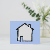 House Sketch. Zwart en blauw. Briefkaart (Staand voorkant)