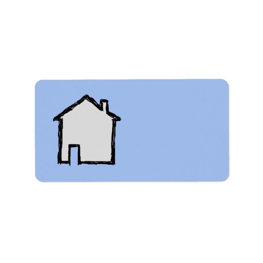 House Sketch. Zwart en blauw. Etiket (Voorkant)