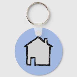 House Sketch. Zwart en blauw. Sleutelhanger