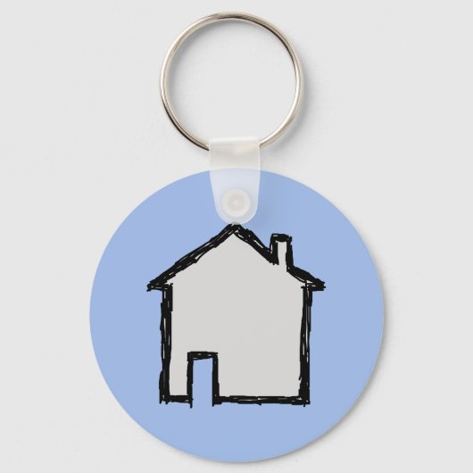House Sketch. Zwart en blauw. Sleutelhanger (Voorkant)