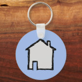 House Sketch. Zwart en blauw. Sleutelhanger (Voorkant)