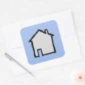 House Sketch. Zwart en blauw. Vierkante Sticker (Envelop)