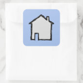 House Sketch. Zwart en blauw. Vierkante Sticker (Tas)