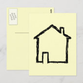 House Sketch. Zwart en crème. Briefkaart (Voorkant / Achterkant)