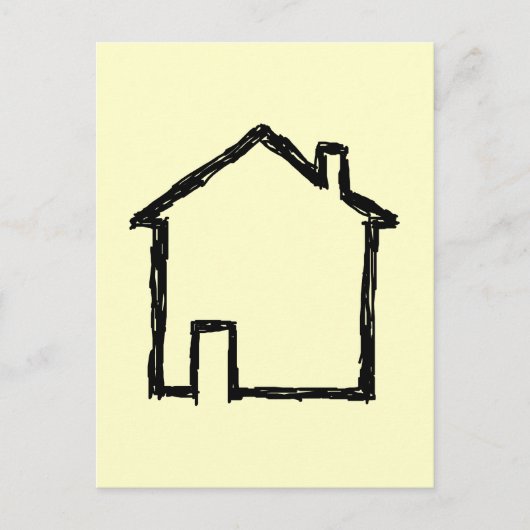House Sketch. Zwart en crème. Briefkaart (Voorkant)