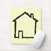 House Sketch. Zwart en crème. Muismat (Met muis)