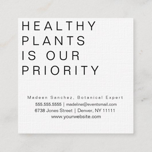 House Snake Plant Botanical Specialist Botanist Vierkante Visitekaartje (Achterkant)