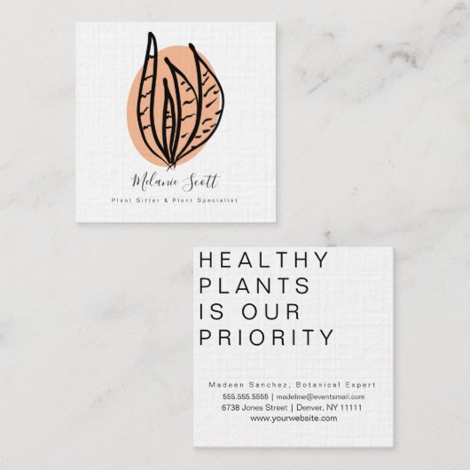 House Snake Plant Botanical Specialist Botanist Vierkante Visitekaartje (Voorkant / Achterkant)