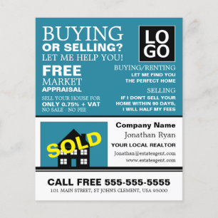 House Sold, Realtor, Estate Agent Adverteren Flyer