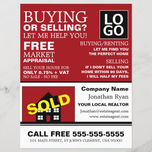 House Sold, Realtor, Estate Agent Adverteren Flyer (Voorkant)