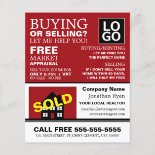 House Sold, Realtor, Estate Agent Adverteren Flyer