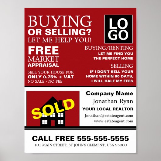 House Sold, Realtor, Estate Agent Adverteren Poster (Voorkant)