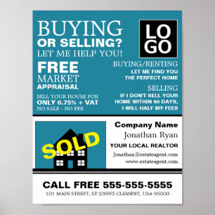 House Sold, Realtor, Estate Agent Adverteren Poster