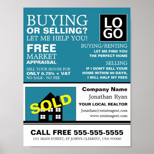 House Sold, Realtor, Estate Agent Adverteren Poster (Voorkant)