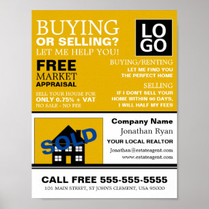 House Sold, Realtor, Estate Agent Adverteren Poster