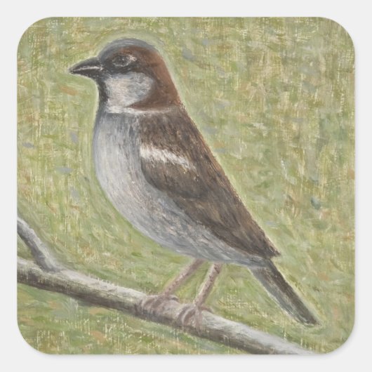 House Sparrow 2008 Vierkante Sticker (Voorkant)