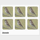 House Sparrow 2008 Vierkante Sticker (Vel)
