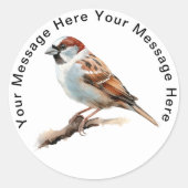 House Sparrow Ronde Sticker (Voorkant)
