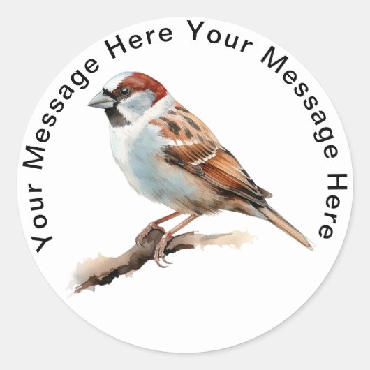 House Sparrow Ronde Sticker (Voorkant)