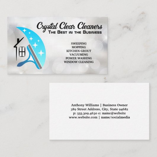 House Squeegee Logo | schittering Visitekaartje (Voorkant / Achterkant)