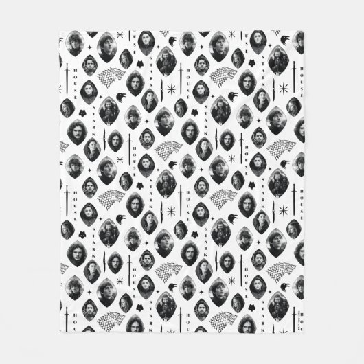 House Stark Icons & Portraits Pattern Fleece Deken (Voorkant)