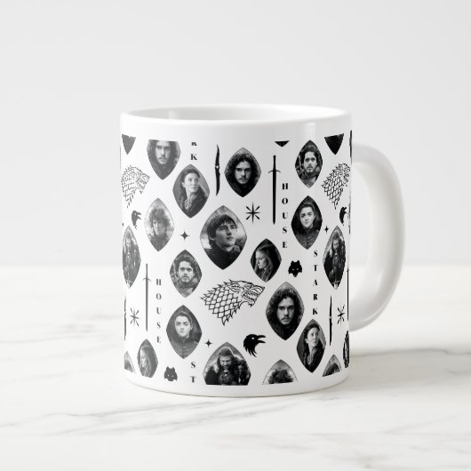 House Stark Icons & Portraits Pattern Grote Koffiekop (Voorkant rechts)