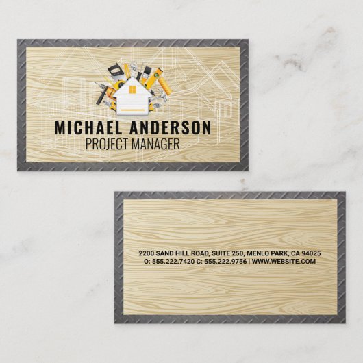 House Tools Logo | Blauwhout Visitekaartje (Voorkant / Achterkant)