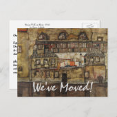 House Wall aan de rivier door Schiele, adreswijzig Aankondigingskaart (Voorkant / Achterkant)