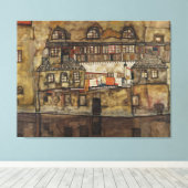 House Wall op de rivier de Egon Schiele Canvas Afdruk (Insitu (Houten vloer))