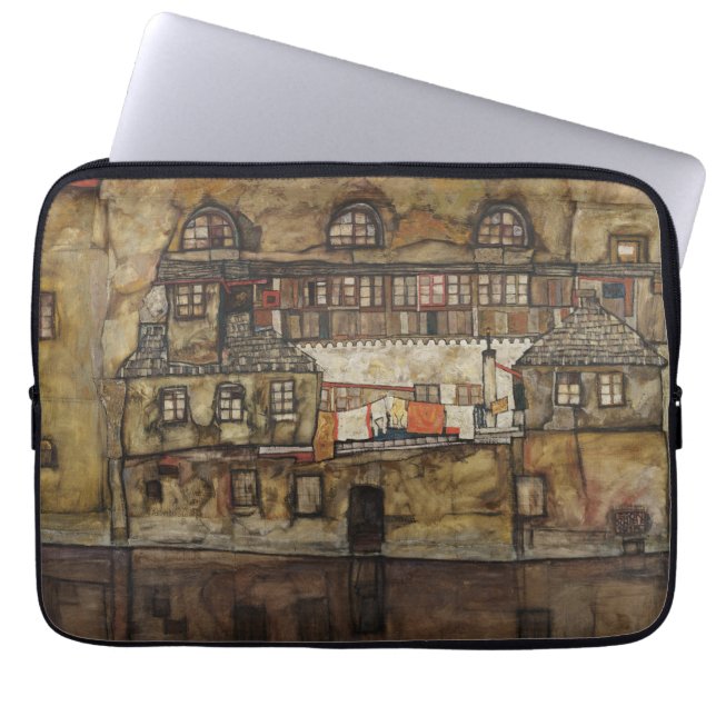 House Wall op de rivier de Egon Schiele Laptop Sleeve (Voorkant)