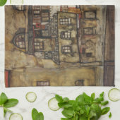 House Wall op de rivier de Egon Schiele Theedoek (Gevouwen)