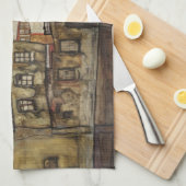 House Wall op de rivier de Egon Schiele Theedoek (Quarter Fold)