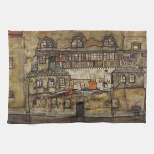House Wall op de rivier de Egon Schiele Theedoek