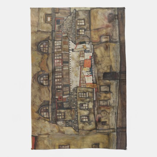 House Wall op de rivier de Egon Schiele Theedoek (Verticaal)