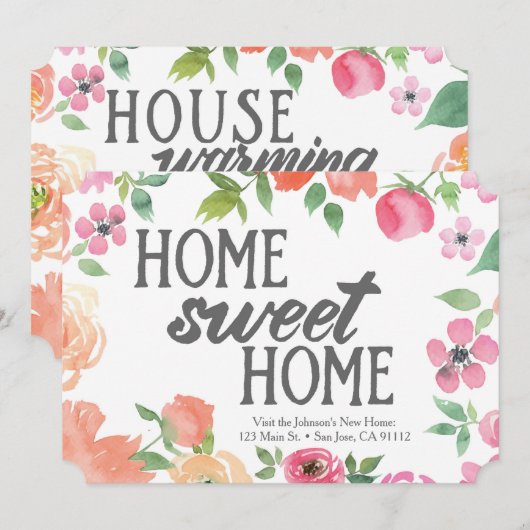 House Warming 5x7 Uitnodiging (Home Sweet Home) (Voorkant / Achterkant)