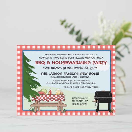House Warming Barbecue Invitations Kaart (Staand voorkant)