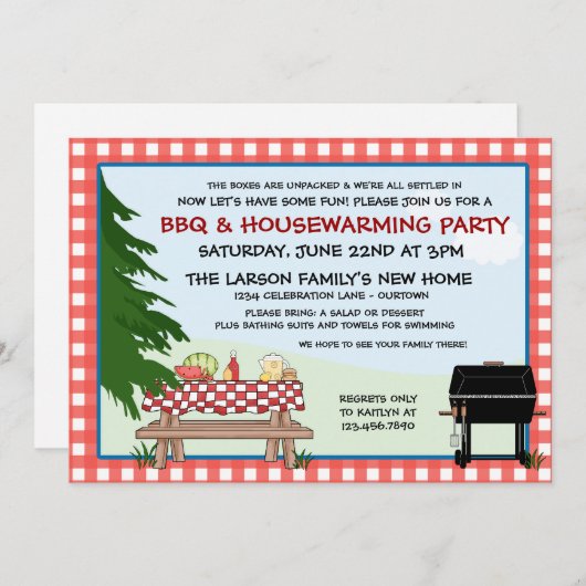 House Warming Barbecue Invitations Kaart (Voorkant / Achterkant)