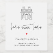 House Warming Gift voor nieuwe huiseigenaren Wijn Etiket (Enkel label)