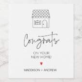 House Warming Gift voor nieuwe huiseigenaren Wijn Etiket (Enkel label)