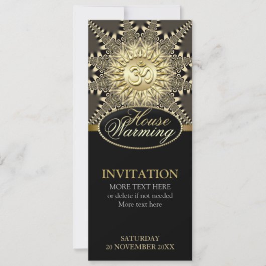 House Warming  Gold OM Party Invitation Kaart (Voorkant)